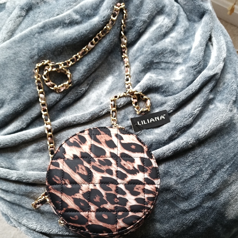 Liliana Leopard Print Crossbody Bag with Gold Chain